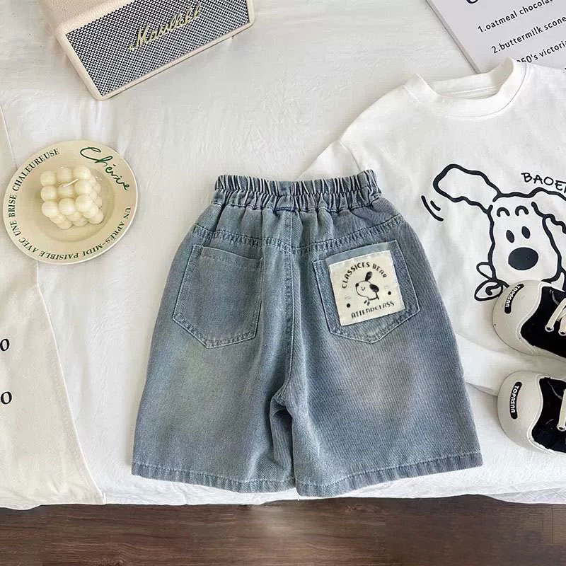 儿童牛仔裤2025夏季新款男童薄款透气简约时尚百搭休闲牛仔裤短裤