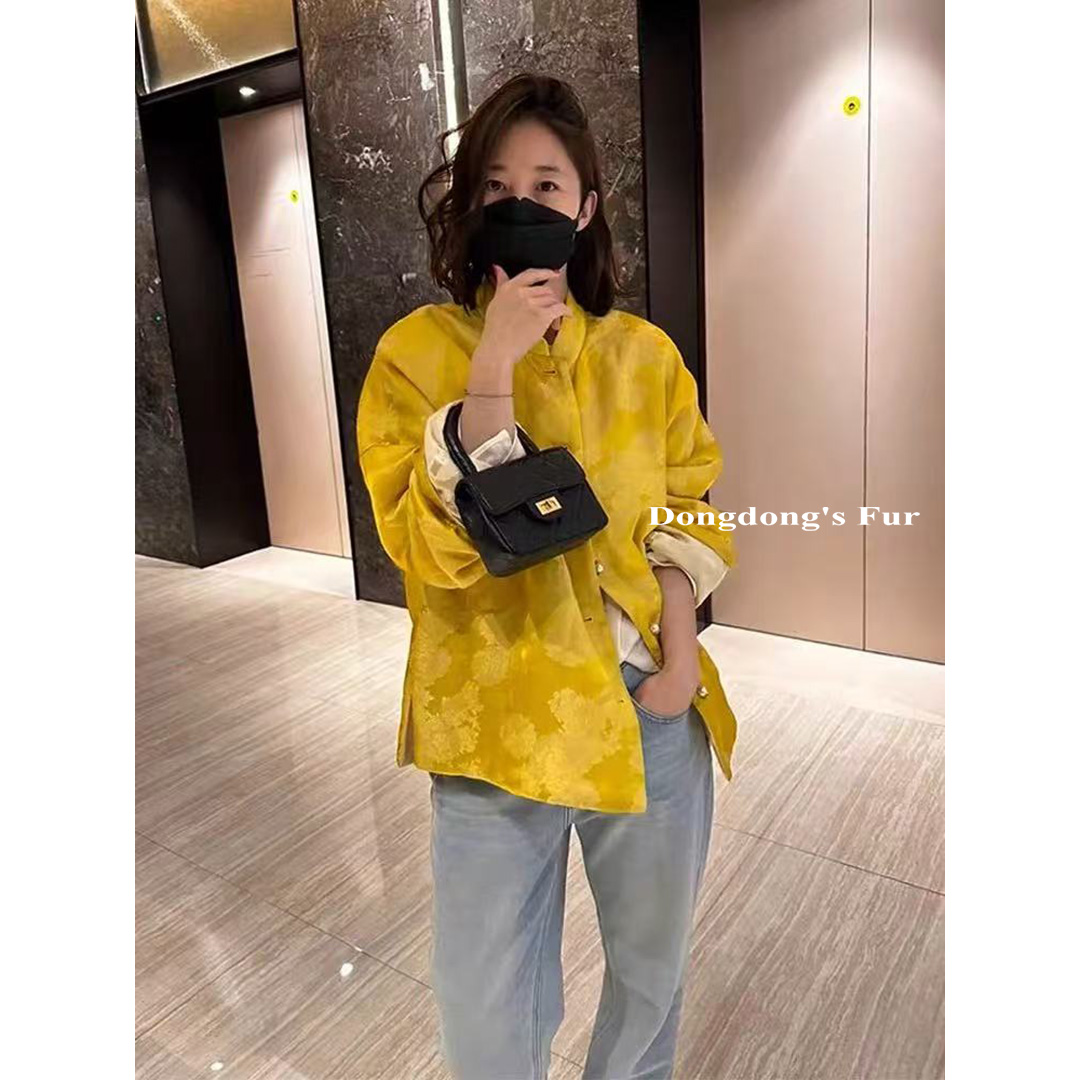 双面穿立领长袖ins春秋薄款上衣提花常规款设计感常规复古