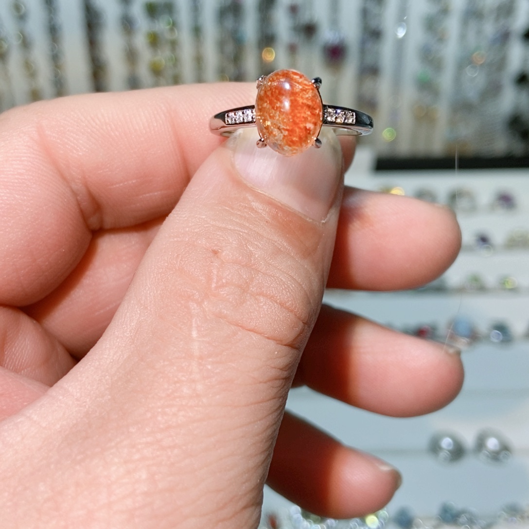 绿水晶戒指银S925镶嵌