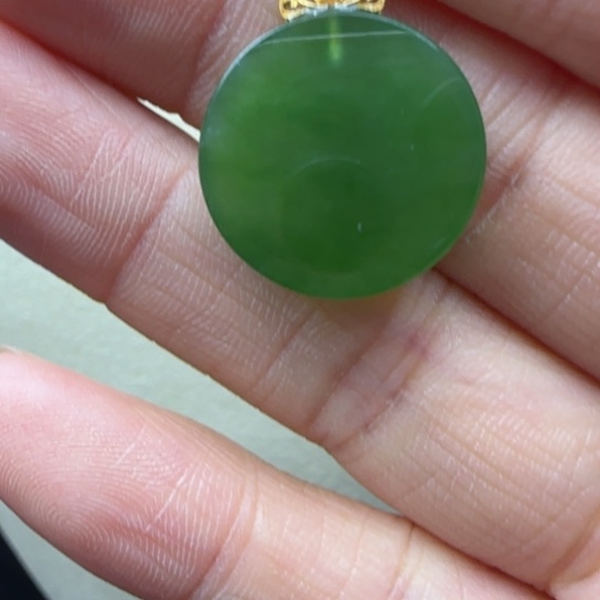 和田玉颈饰18K金镶嵌裸石1.8