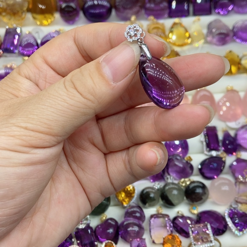 【闪购商品】水晶水晶吊坠银S925镶嵌