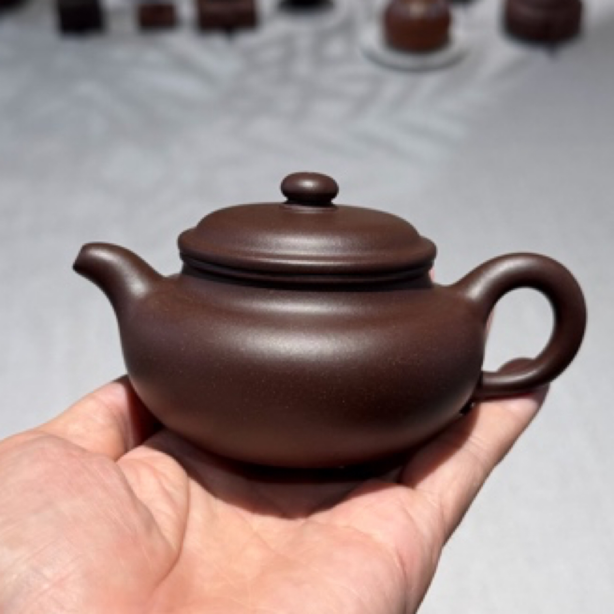 纯实拍150cc原矿老紫泥仿古紫砂壶内推孔 宜兴紫砂壶 小容量茶具