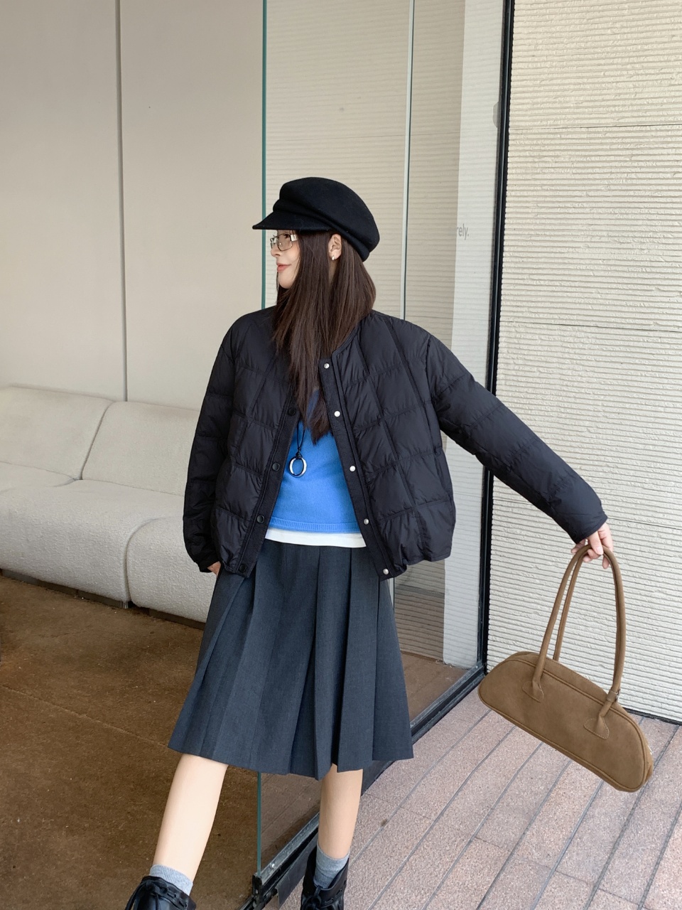 【小辣姣服饰】25Y020仙女风韩版圆领宽松短款宽松型轻薄简约羽绒服