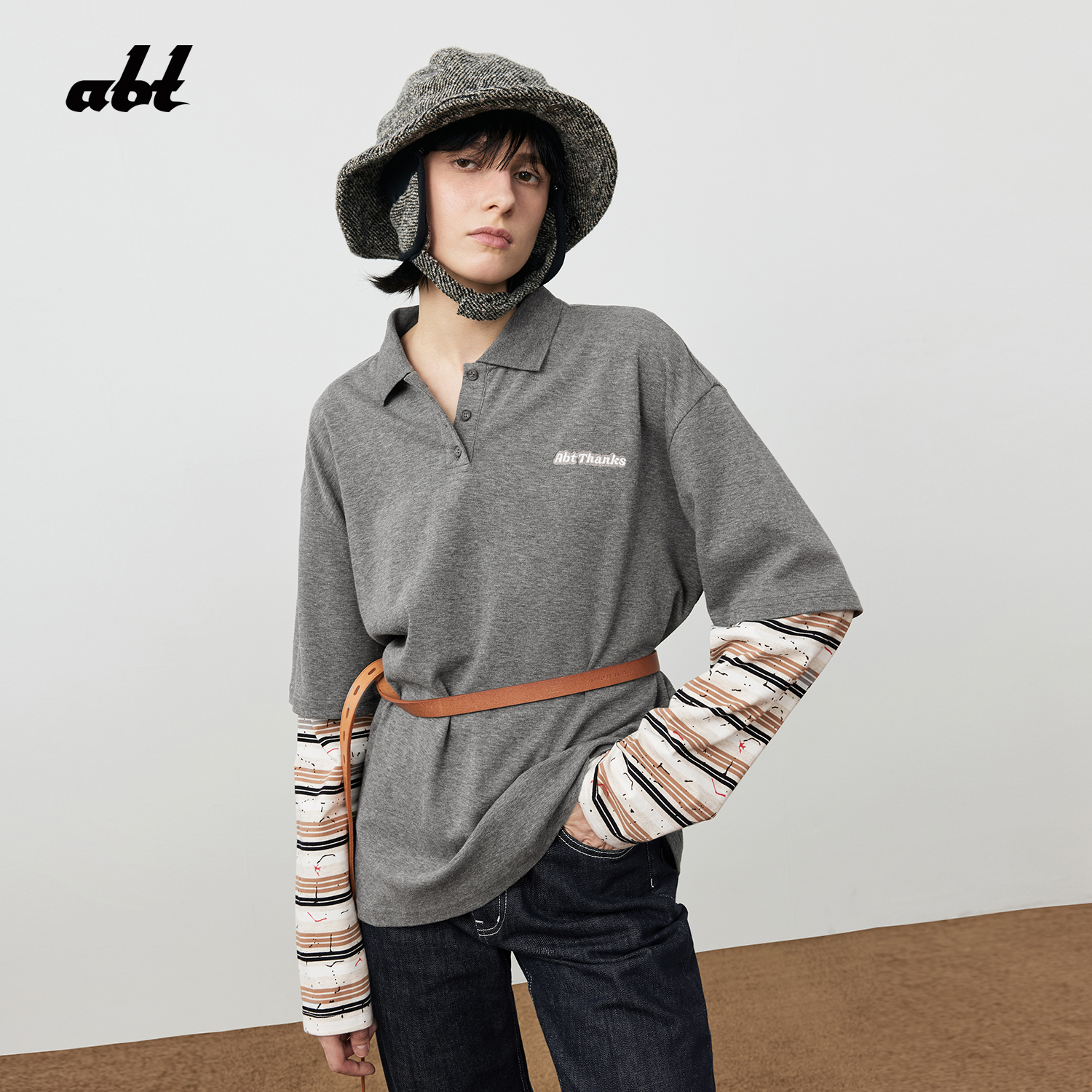 abt假两件刺绣polo衫abt507L04WY1048