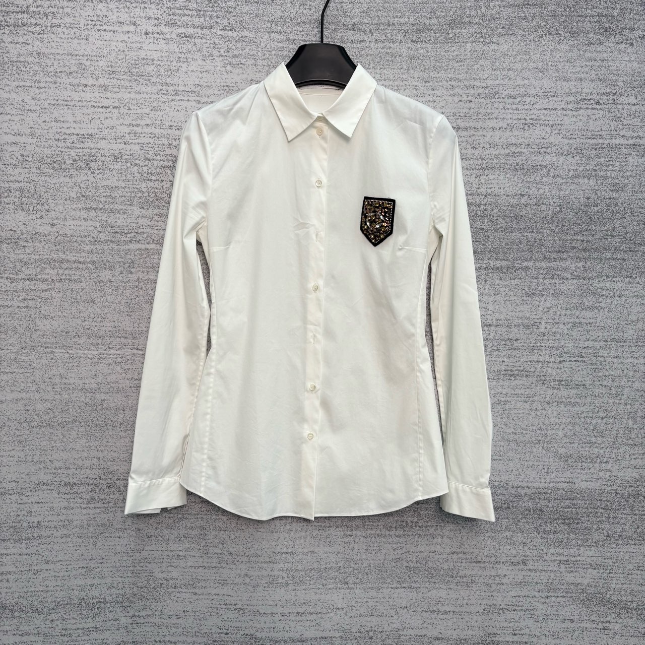 99新 Alexander McQueen/亚历山大·麦昆 W109306/白色水钻衬衫/34