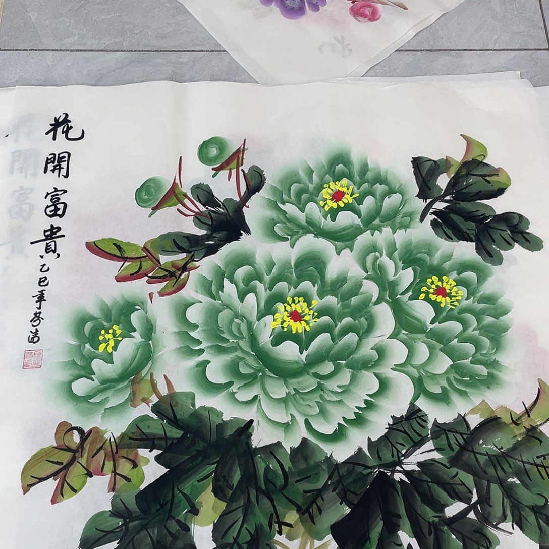 国画国画作品原稿70翡翠色