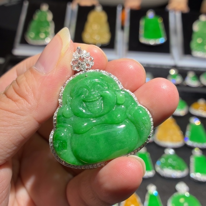 翡翠18K金镶嵌吊坠(不含链)