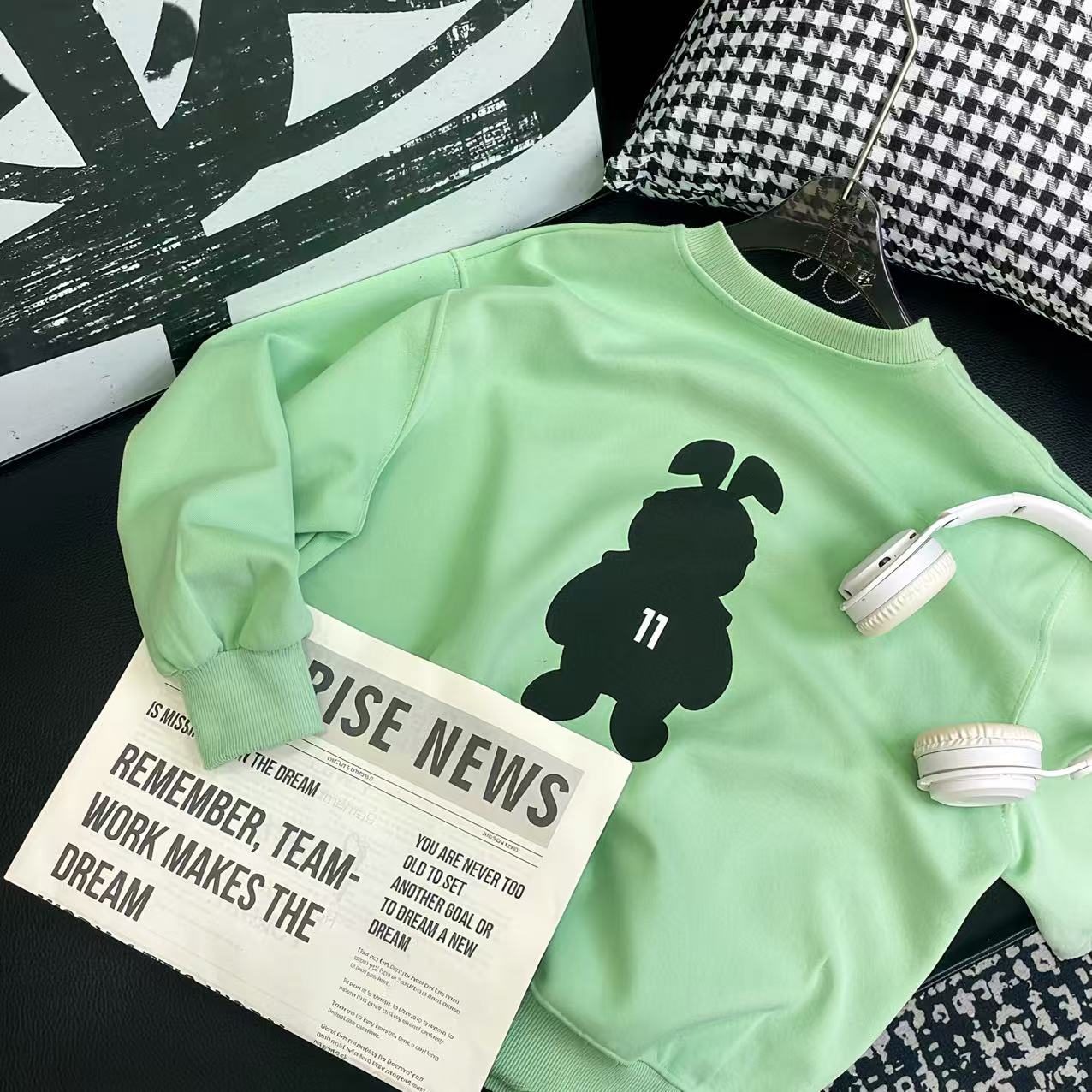 sisikids童装2025年秋款绿色可爱风卫衣wy262055