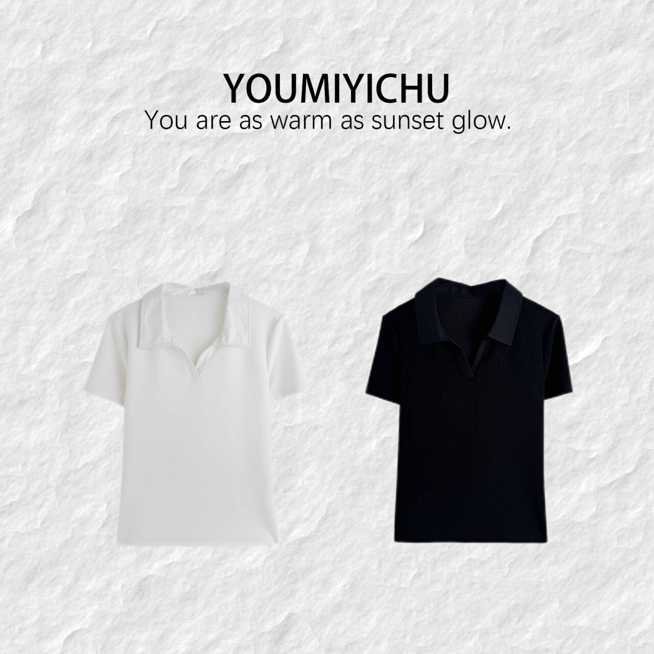 Y.M | 夏日书卷气 Polo正当夏 韩系休闲百搭款V领短袖T恤1364