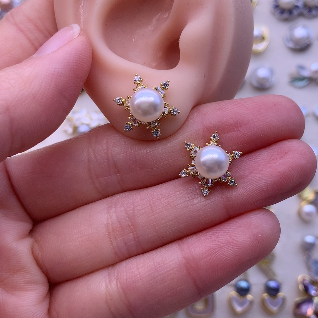 淡水珍珠耳饰合金