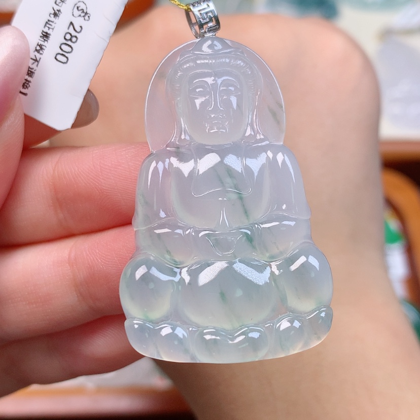 【闪购商品】翡翠18K金镶嵌颈饰观音