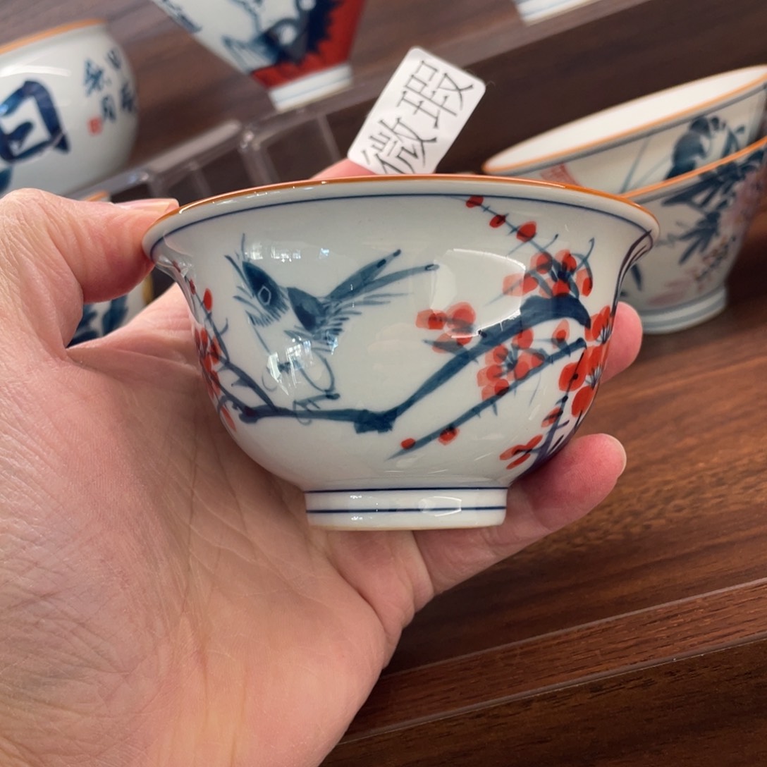 釉下手绘茶具微瑕