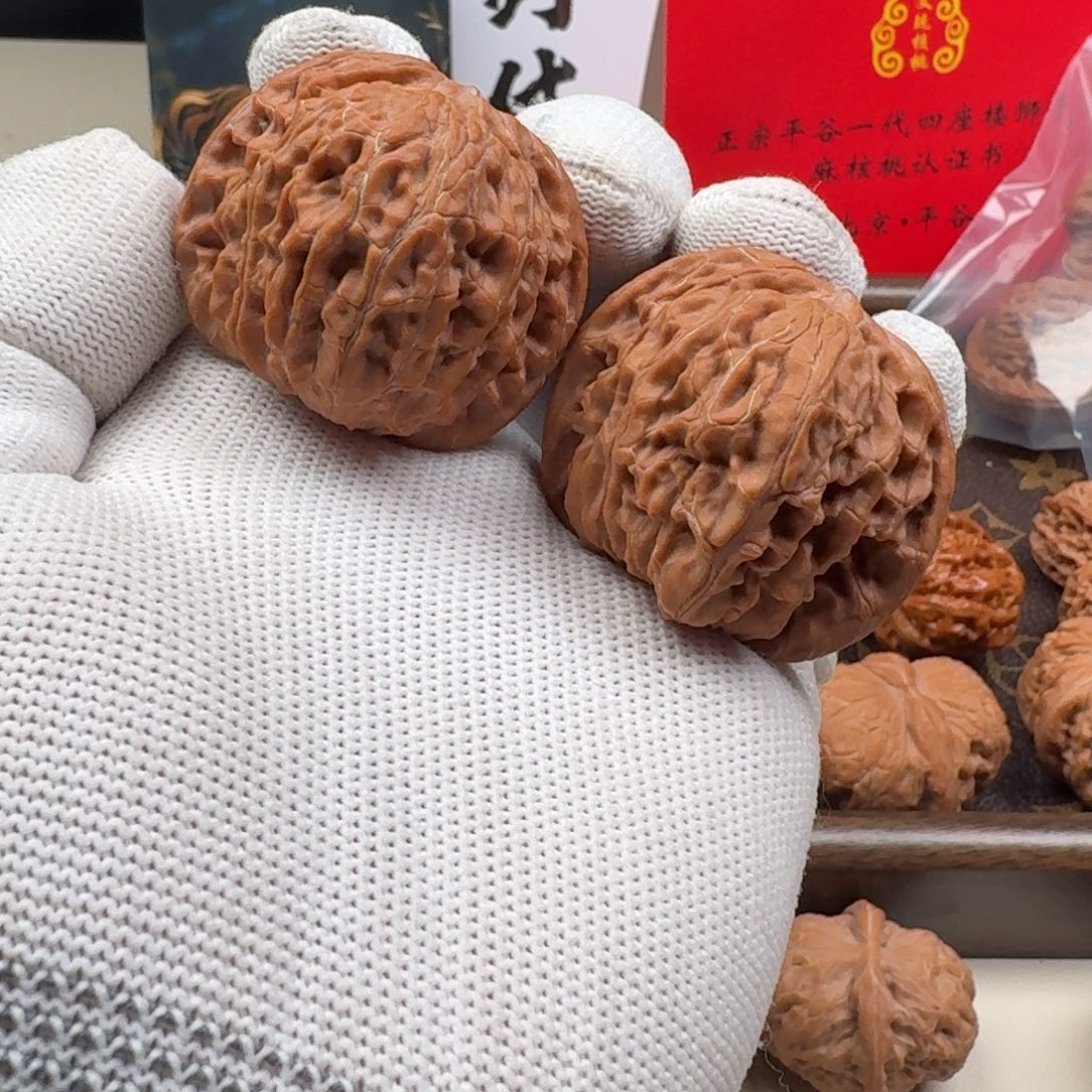 把件文玩核桃山地正磨41+红皮