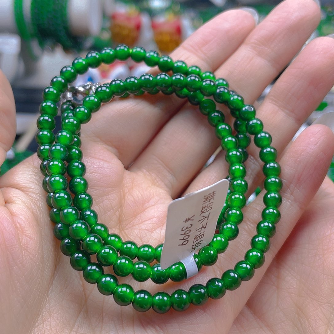 翡翠手串未镶嵌天然A货翡翠珠串卡5辣