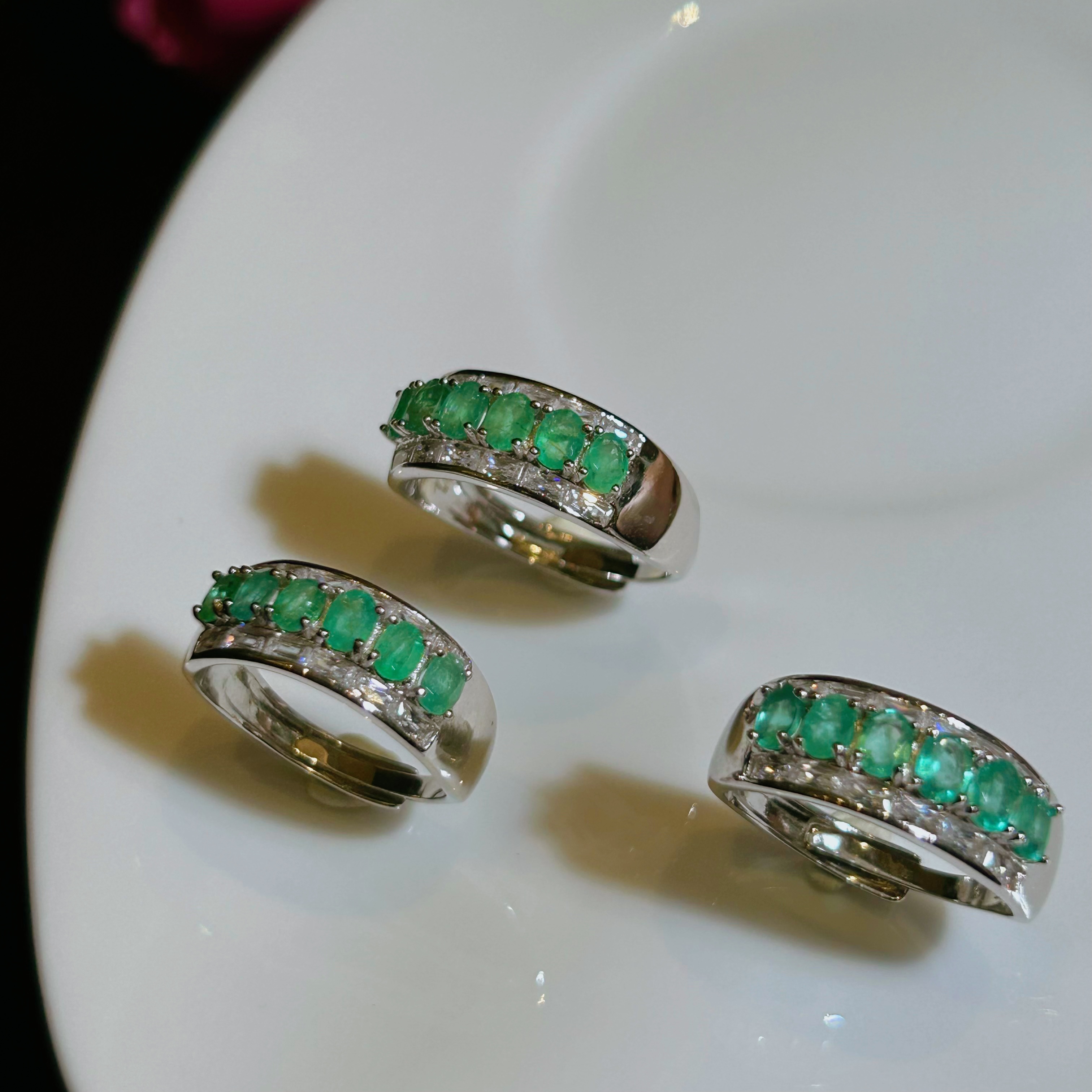 S925银祖母绿戒指开口-多样性发一-ZML036