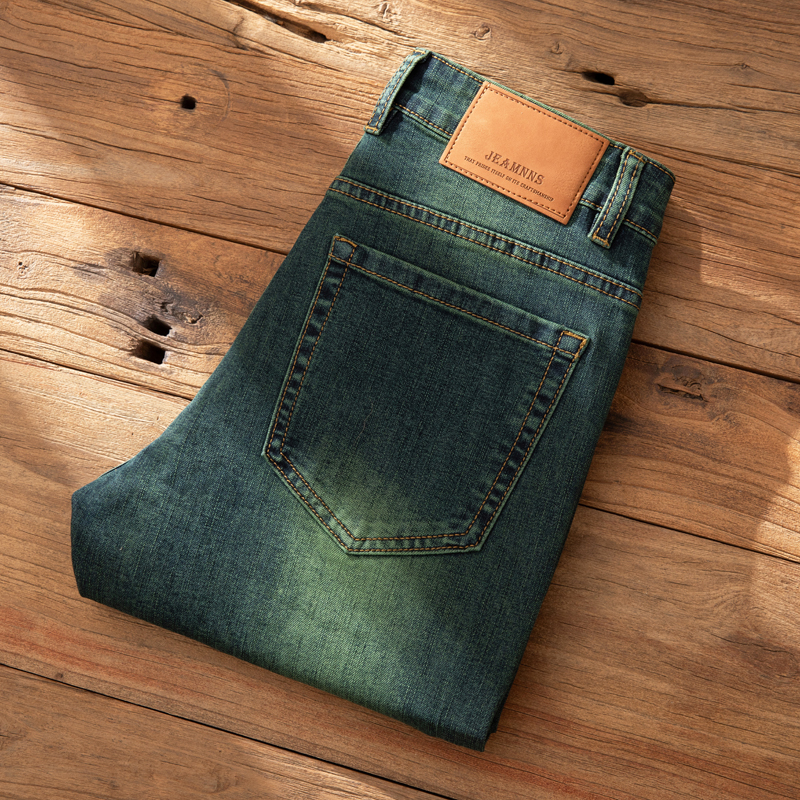 2025新款高端复古牛仔裤男九分直筒修身潮牌休闲秋冬季弹力长裤子