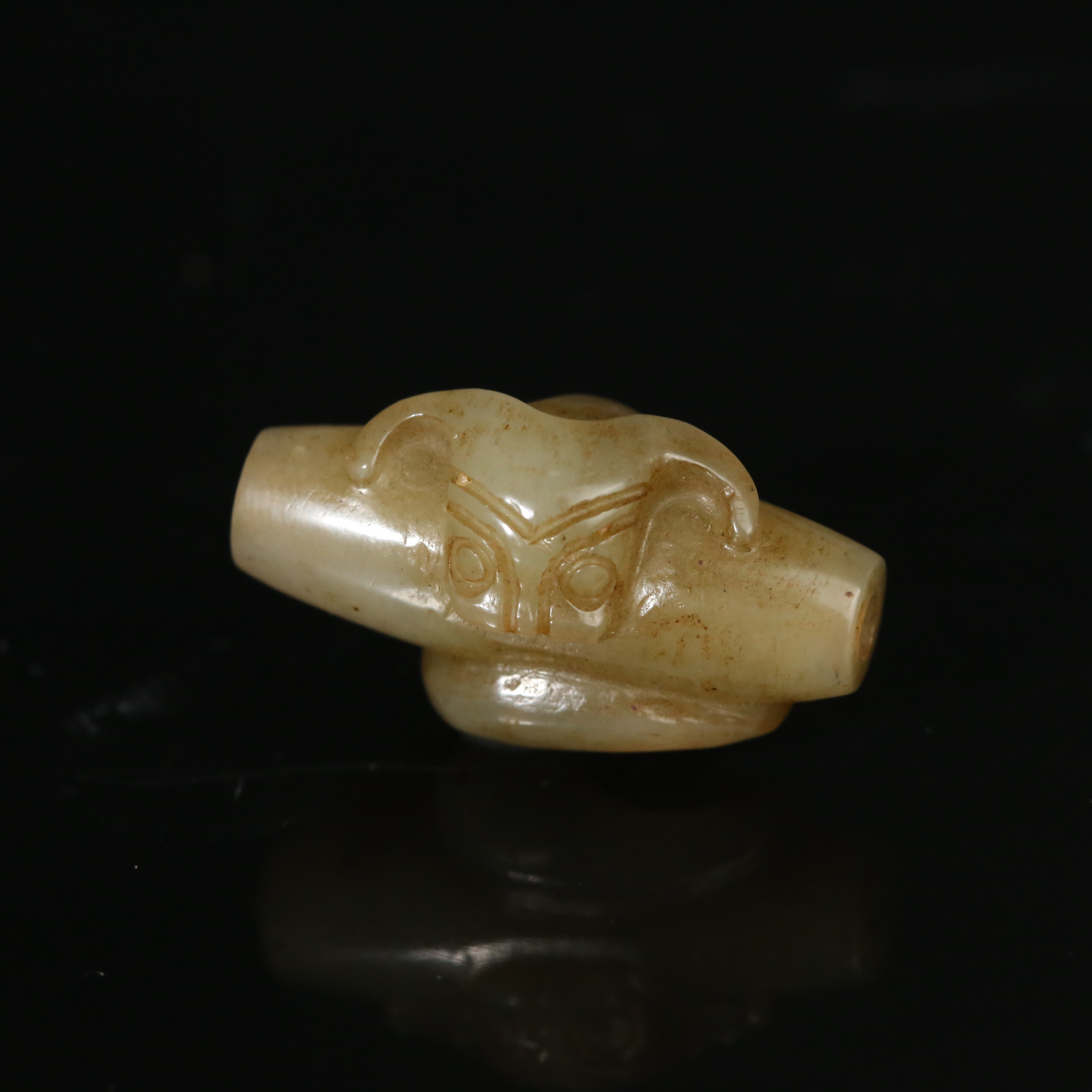 清代和田玉龙纹出廓勒子ACZL2510212022【古董首饰】