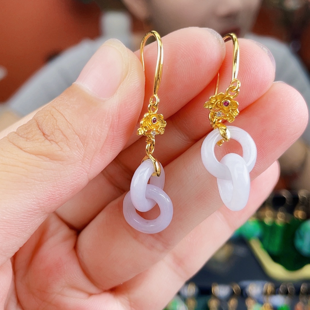 翡翠未镶嵌耳饰饰品