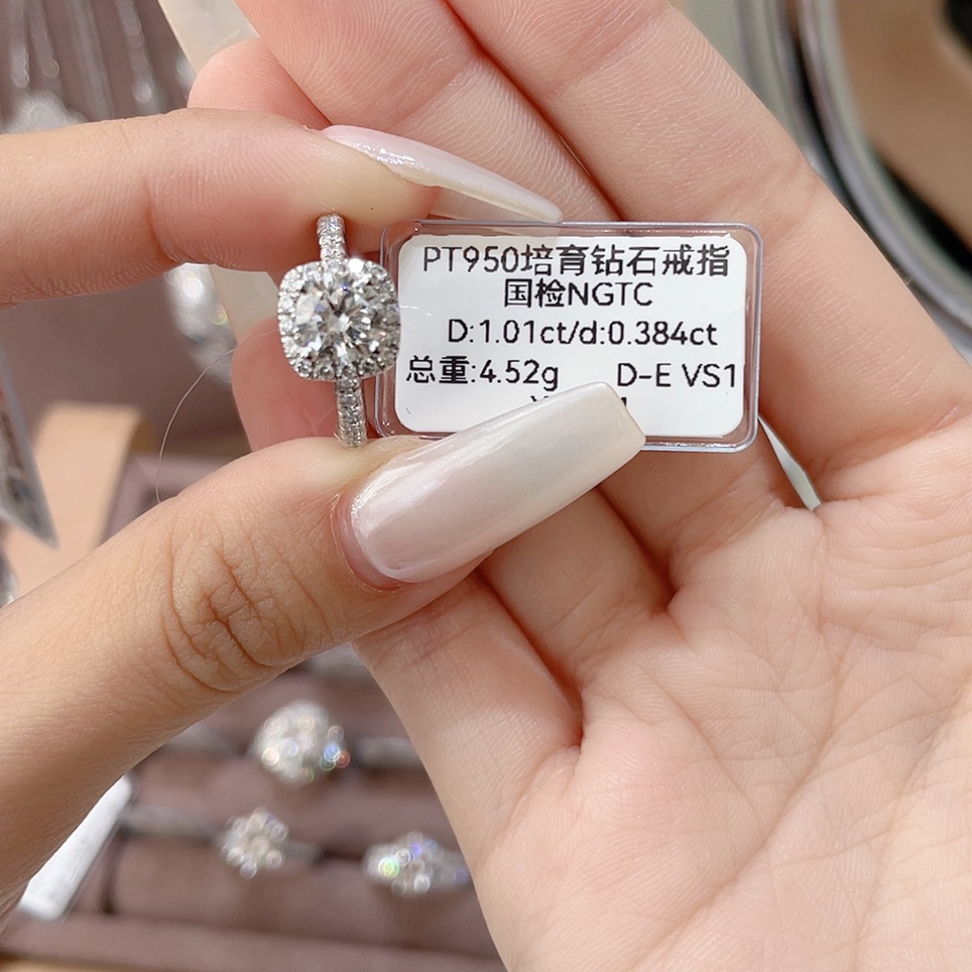 实验室培育钻石铂Pt950镶嵌