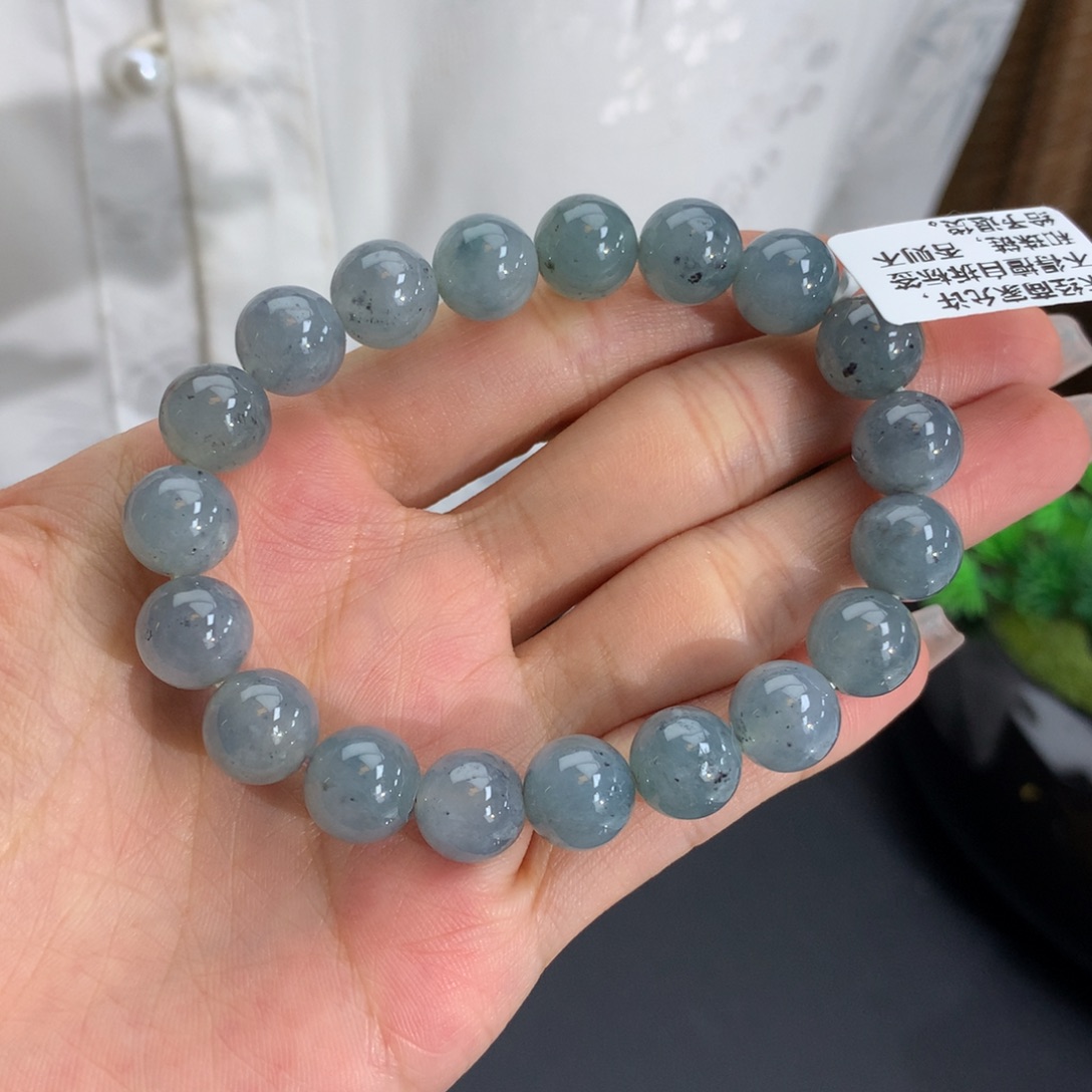 未镶嵌手串翡翠卡9.8胶润蓝乌鸡手串