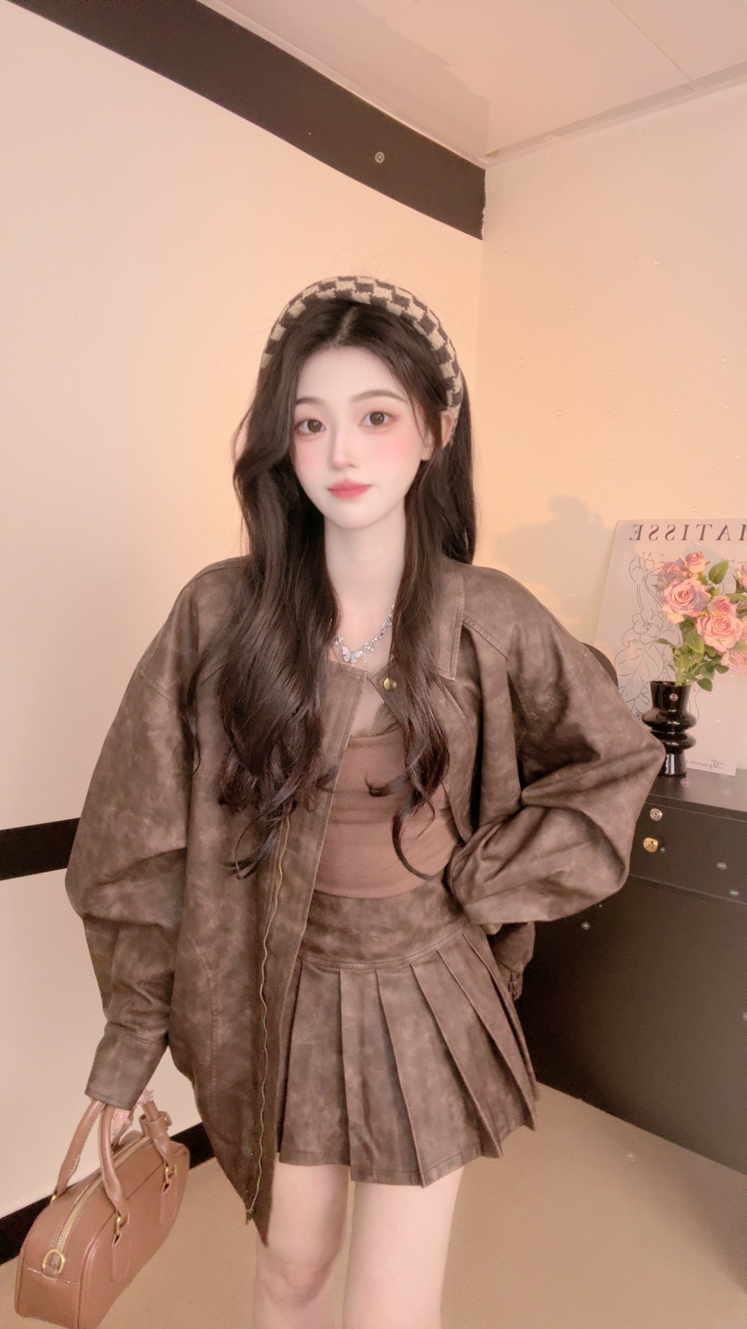 外套女2025新款秋季超火棕色复古英伦风酷飒做旧夹克