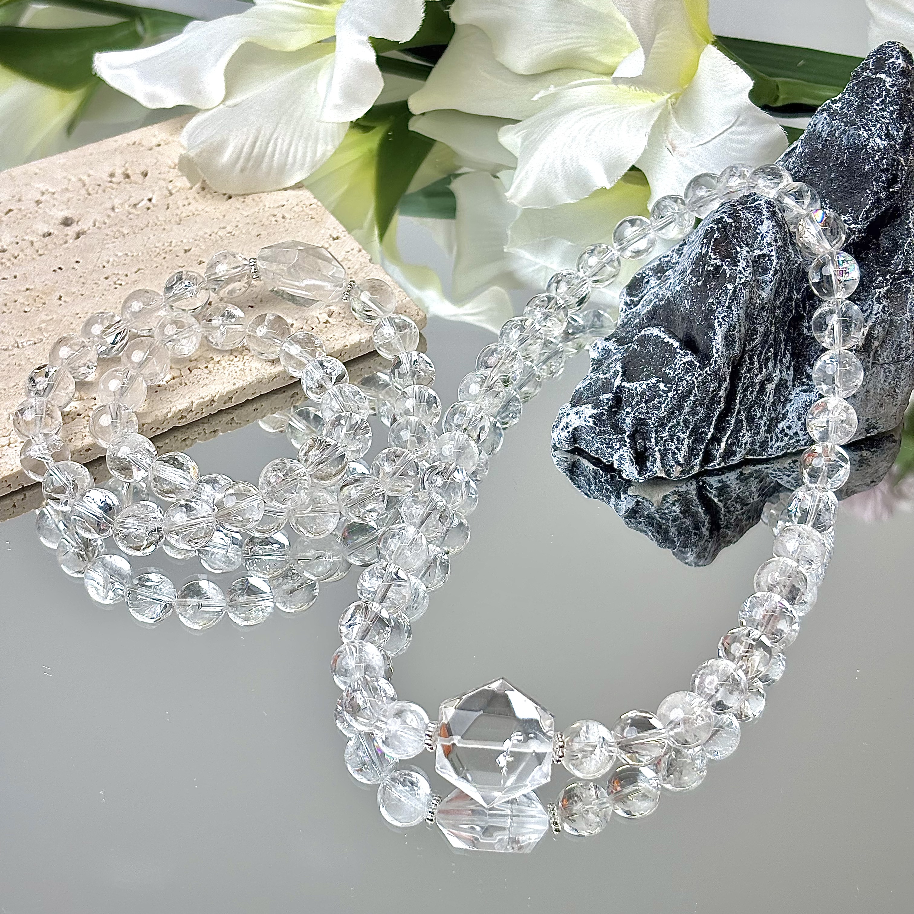 【1862 白色烟火】白水晶白阿塞双圈手串10mm面小仙多样性发其一