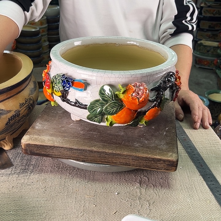 入***河泳坤堂石湾花盆陶瓷