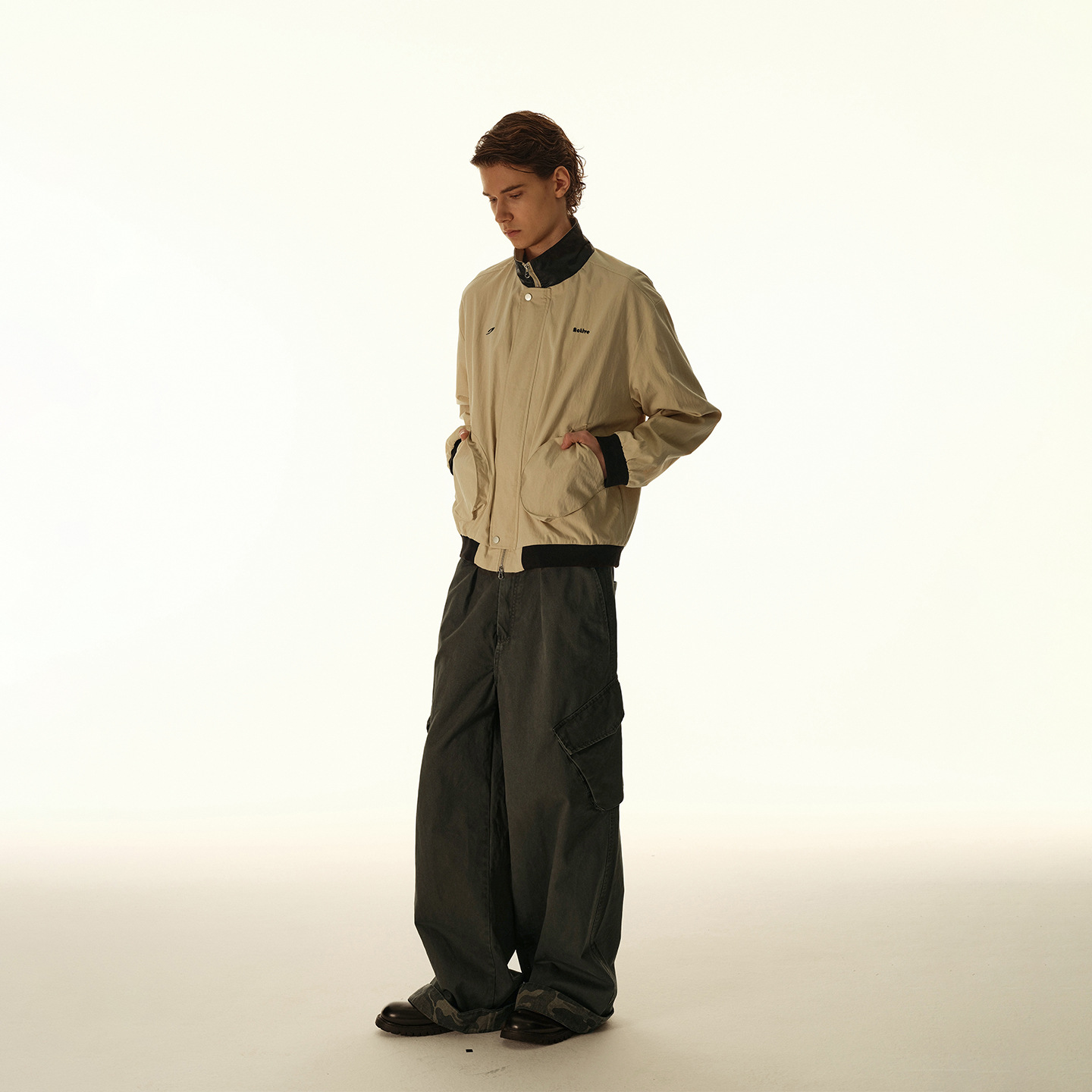 休闲立领夹克百搭春秋季男女儒外套刺绣撞色新品工装中性风日系孟