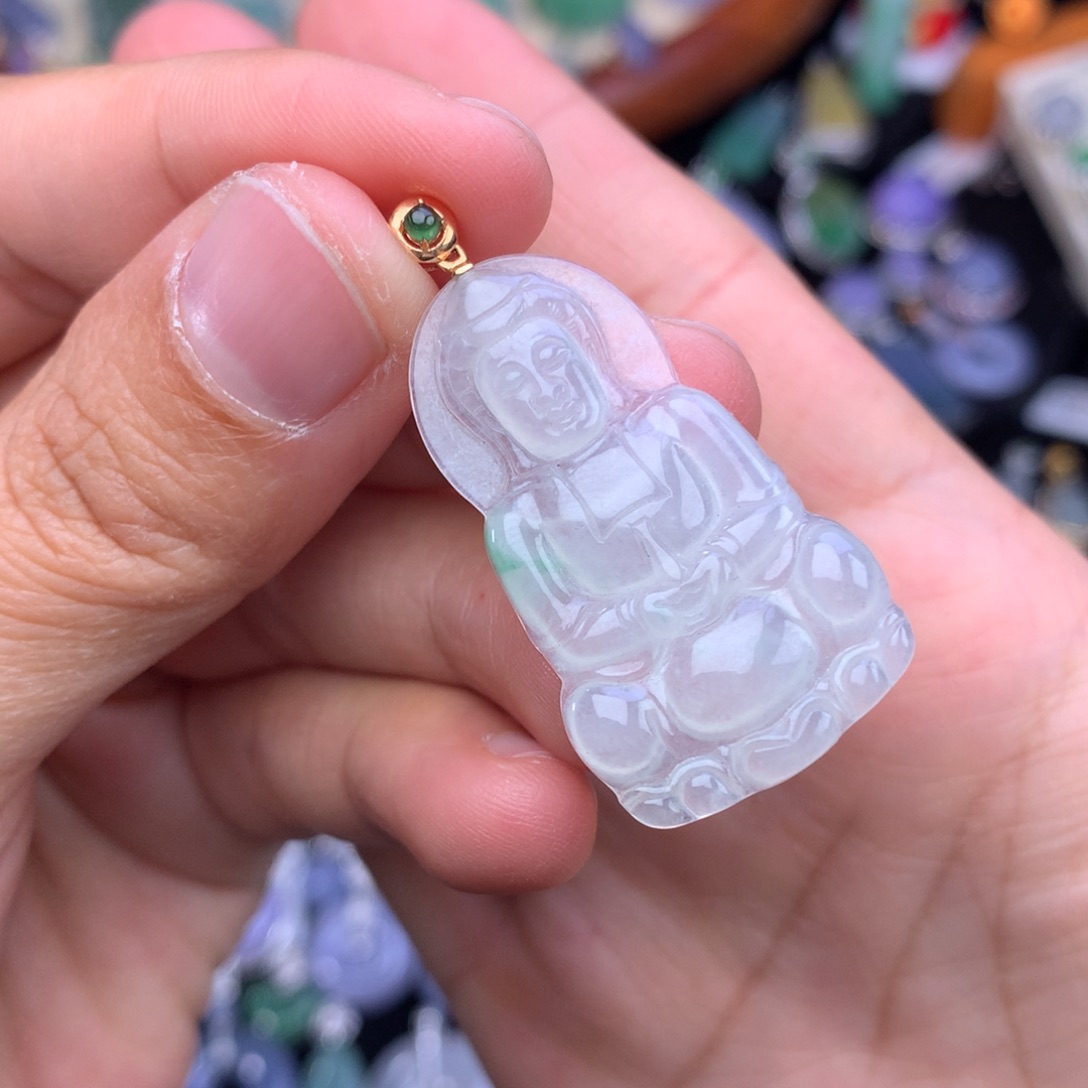 翡翠吊坠(不含链)18K金镶嵌