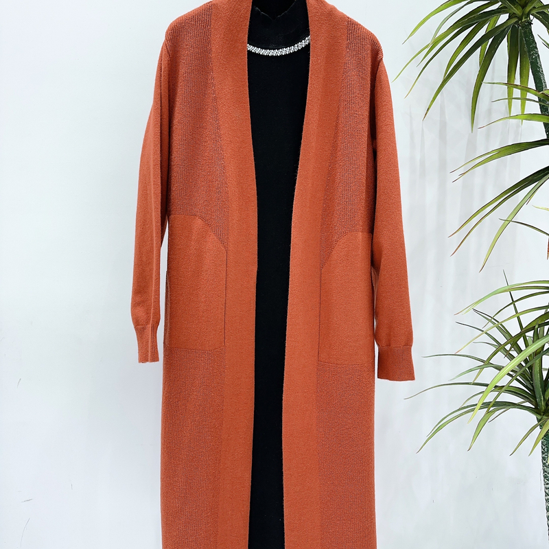 9009桔色外套针织衫针织显瘦气质时尚百搭设计师轻奢