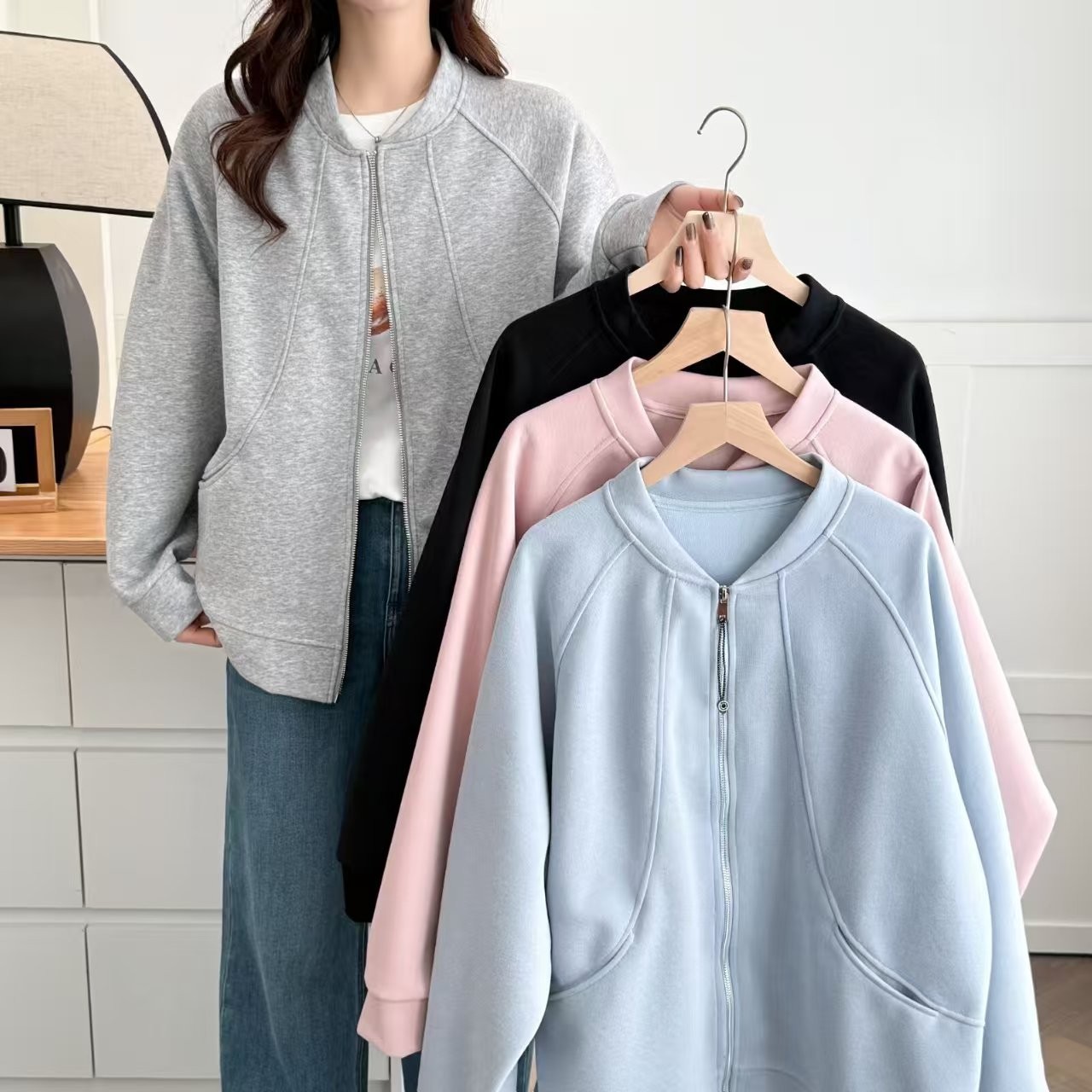 新款显瘦大码时尚休闲百搭春秋宽松ins简约外套长袖7013