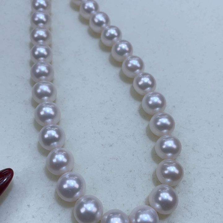 淡水珍珠颈饰银S925镶嵌8.5-9.5m冷白炫彩又圆又亮