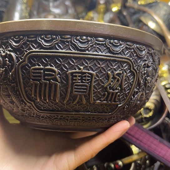 原矿风磨铜大盆子