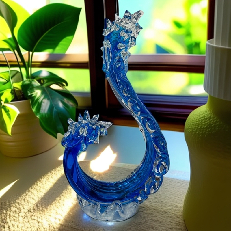 高32cm左右不带底座淄博非遗纯手工琉璃摆件“风生水起”“青云直上”