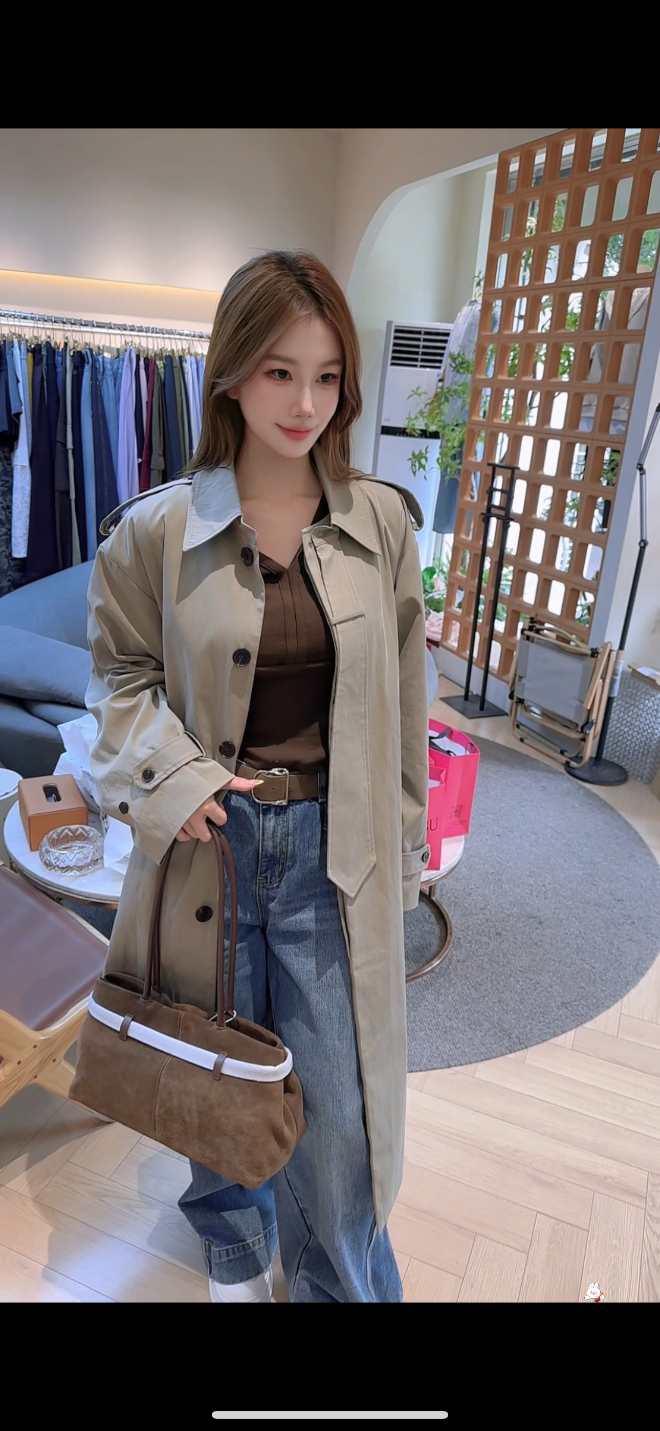 高智感松弛感通勤轻盈飘逸长款风衣大衣气质秋季春秋中长款外套