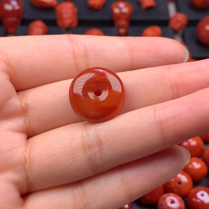 想***鸡南红玛瑙未镶嵌平安扣18MM