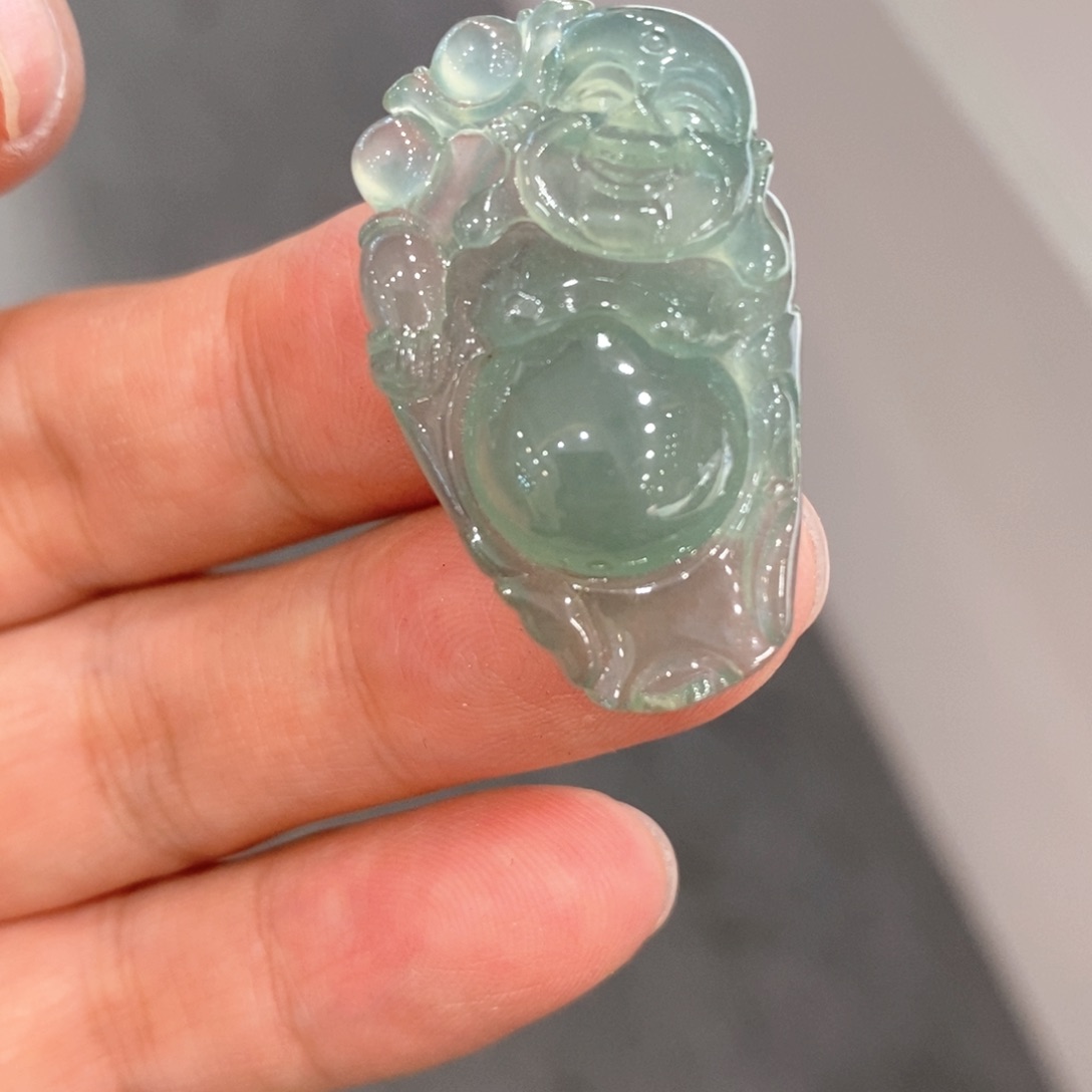 定制翡翠未镶嵌缅甸天然翡翠冰绿佛公
