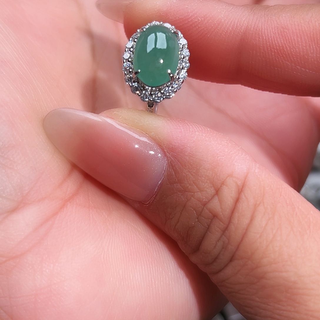 翡翠银S925镶嵌戒指