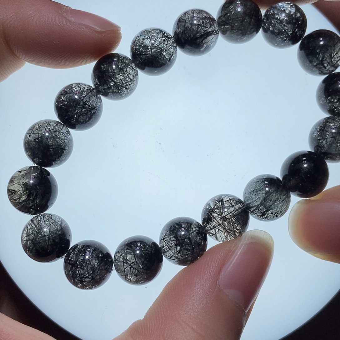 水晶未镶嵌手链蕾丝黑发晶10.6