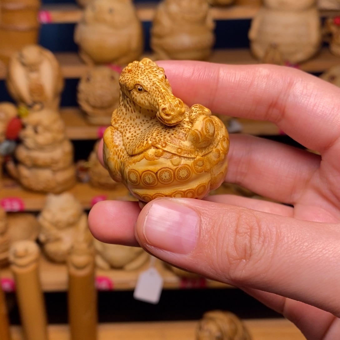 痘***印竹马到成功竹雕手把件