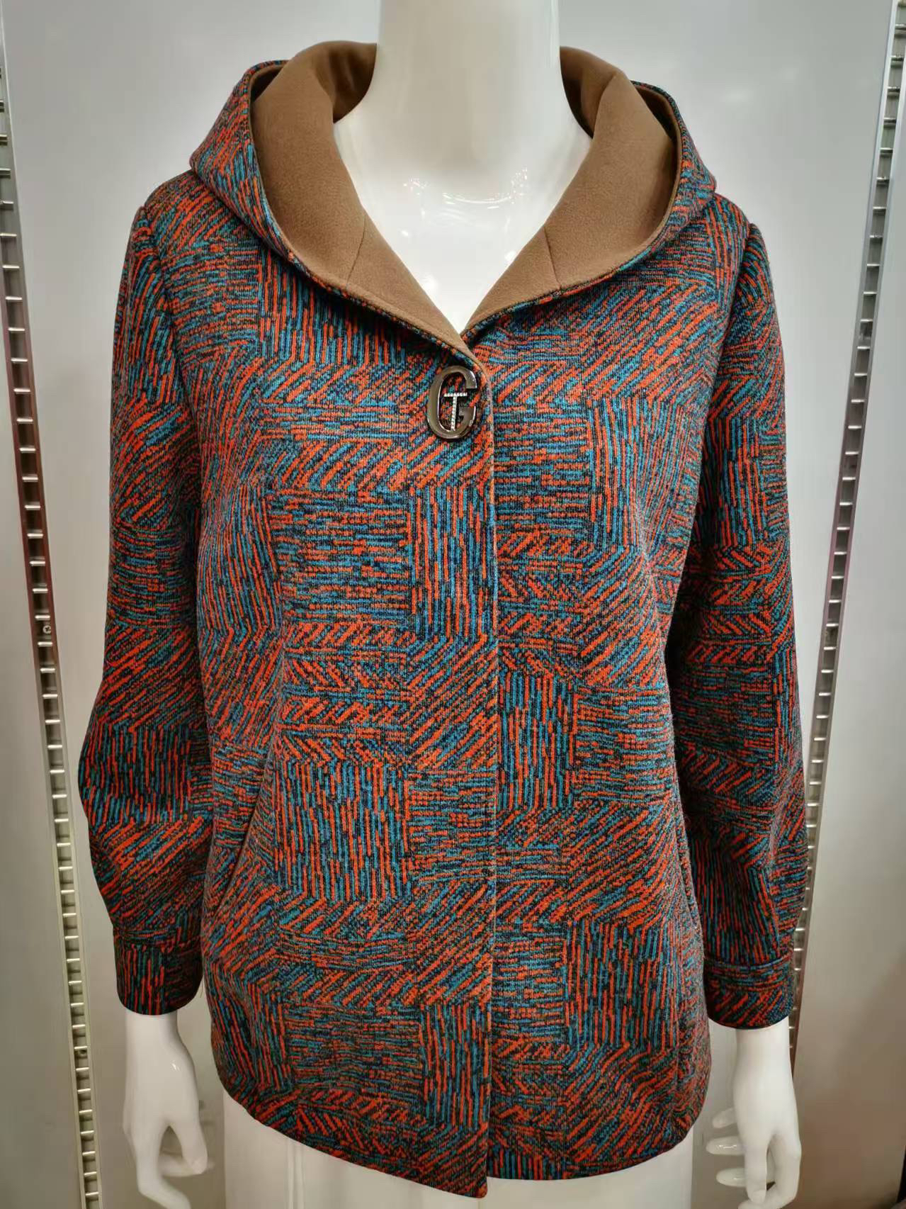 妈妈装短款连帽外套中老年洋气休闲夹克时尚大码