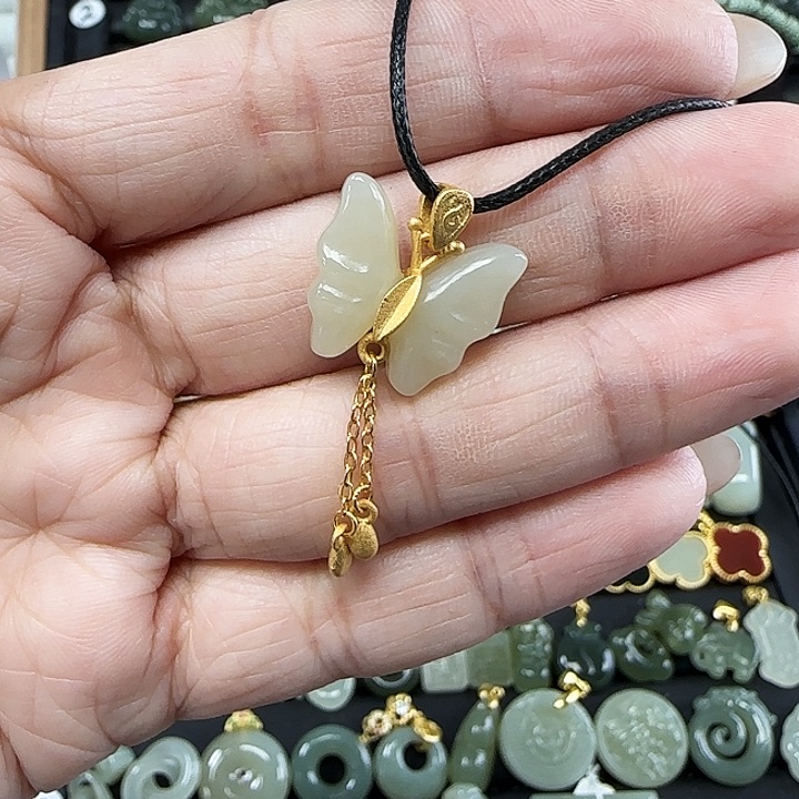 和田玉吊坠(不含链)银S925镶嵌