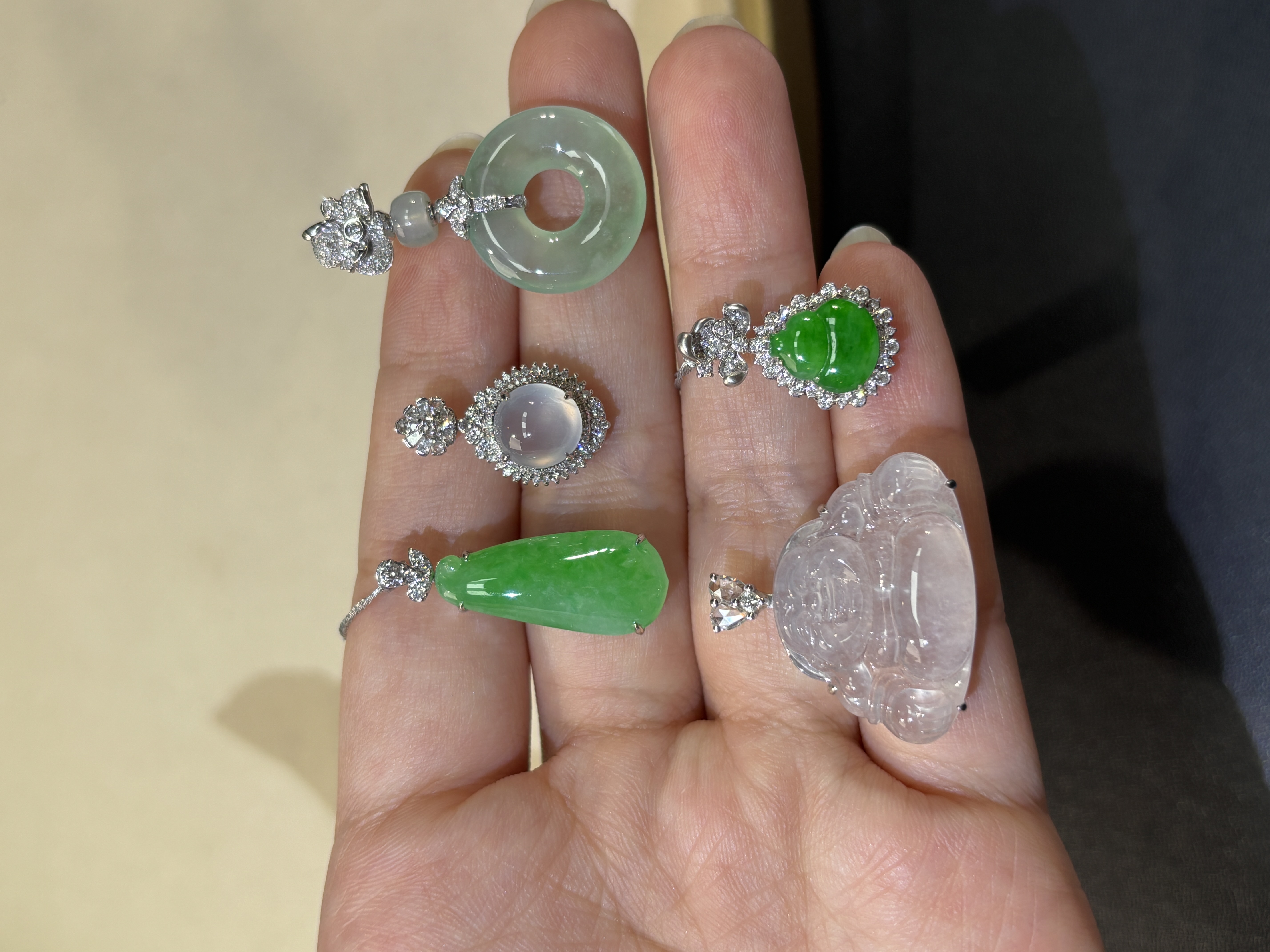 【彩虹盘】翡翠吊坠-多样性发一件-18K金镶嵌-CHP016 |CXQ21