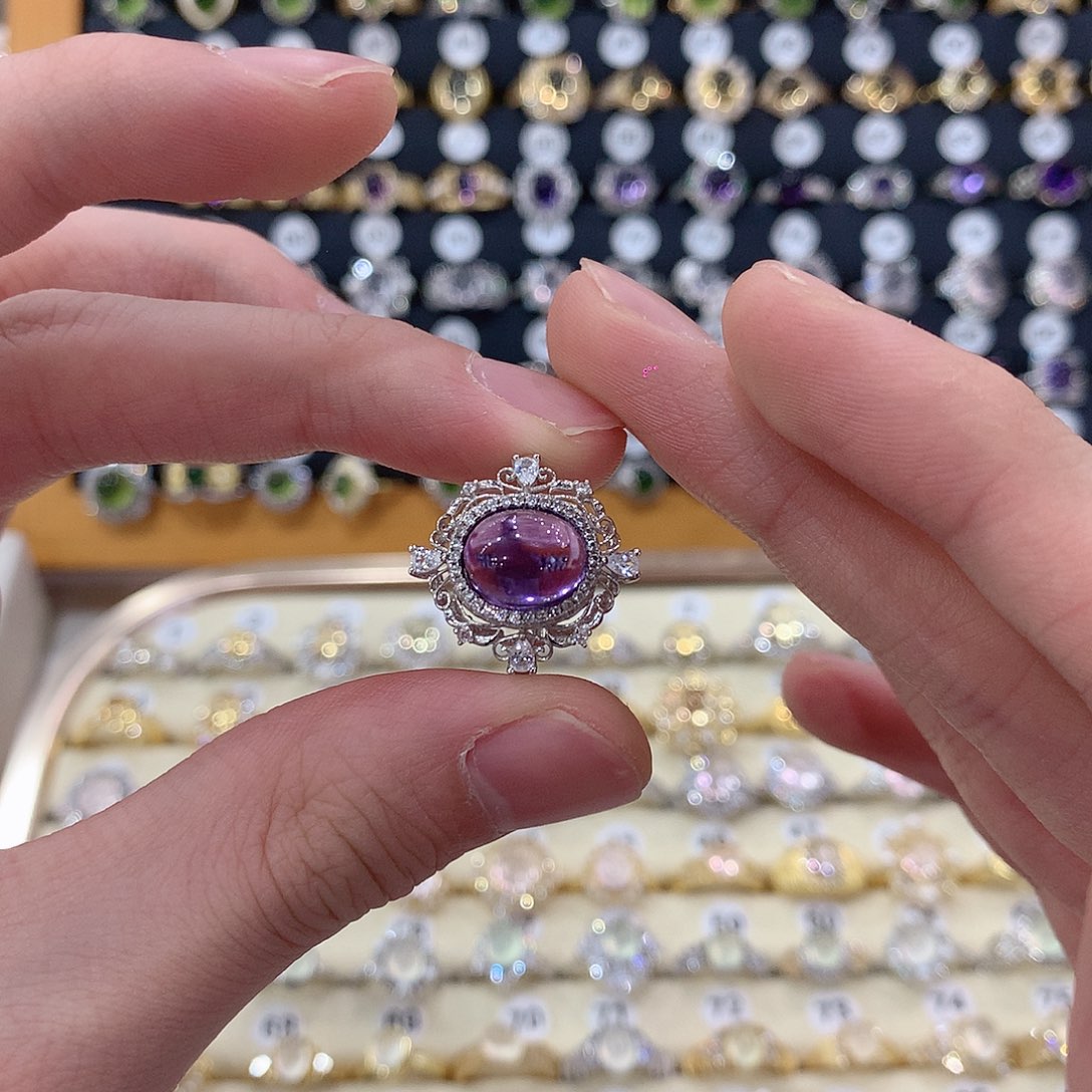 紫晶戒指银S925镶嵌?****a