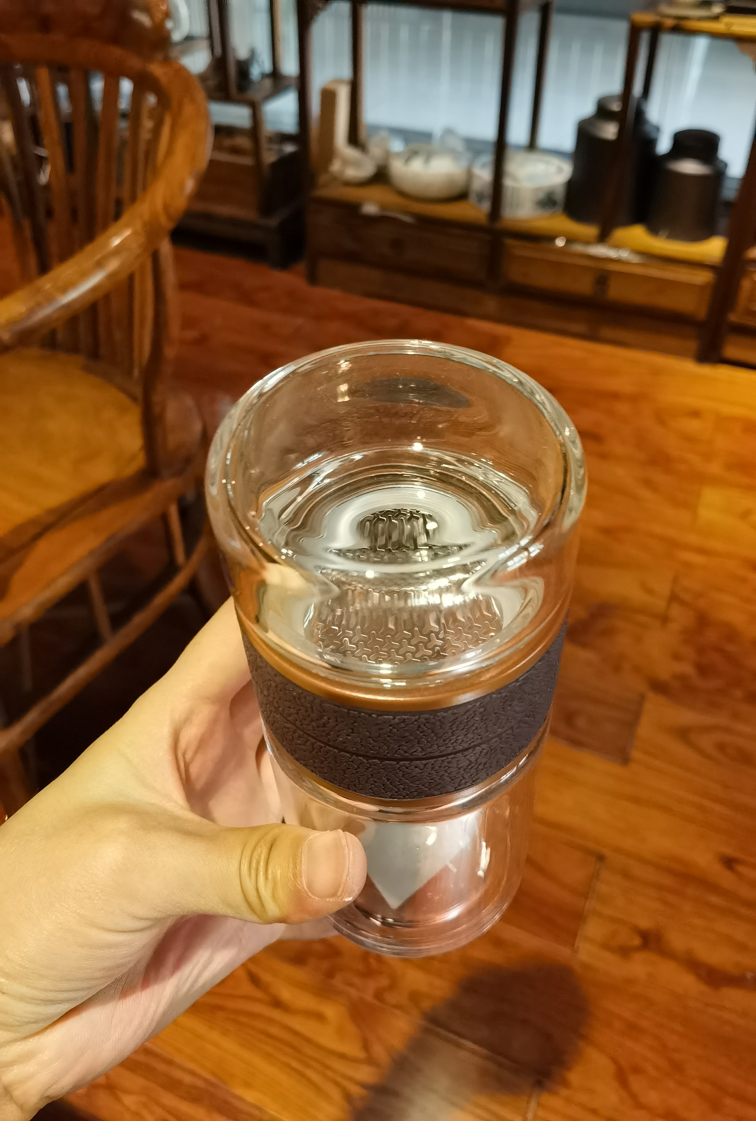 双层高硼硅玻璃杯茶水分离男士商务大容量车载杯