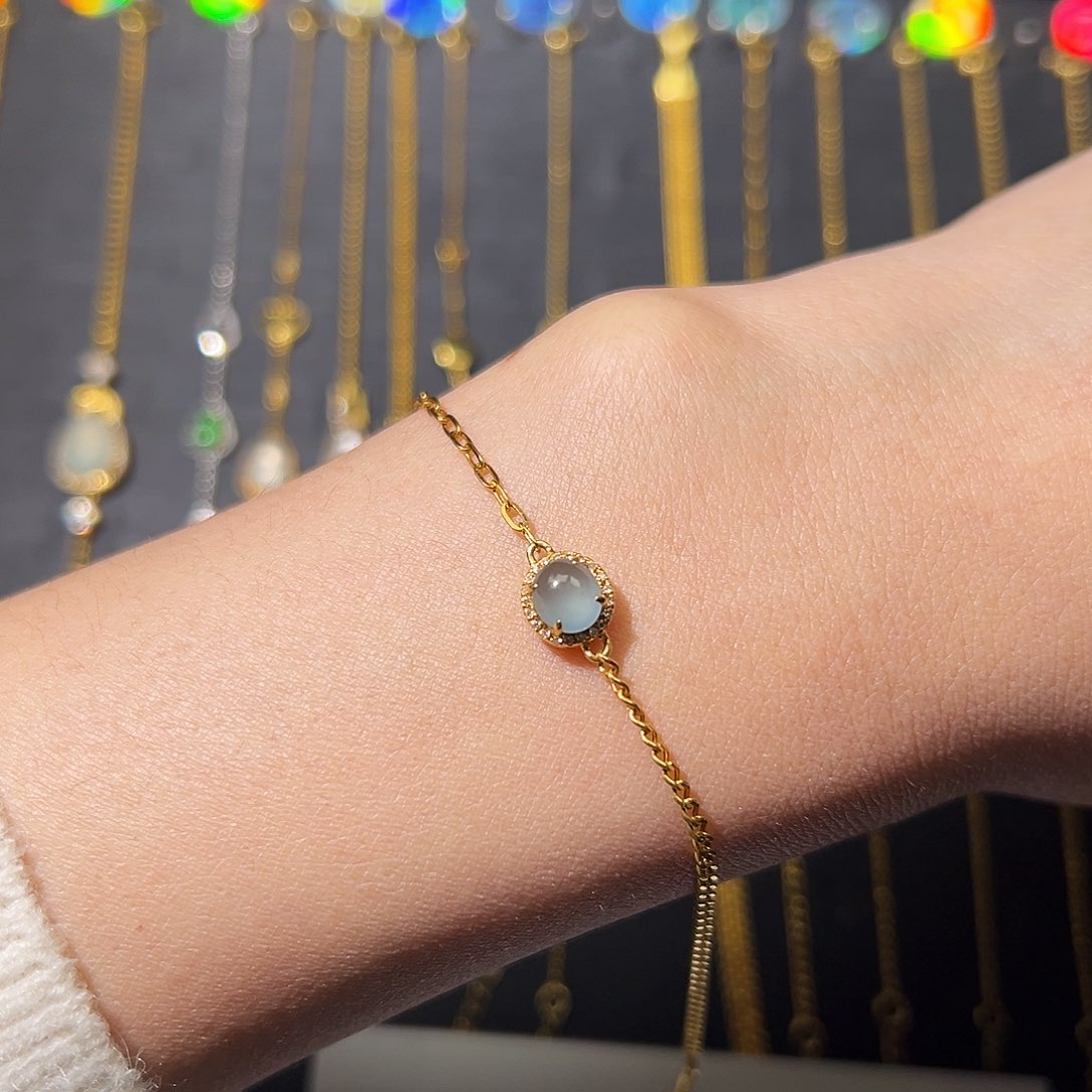 翡翠手链18K金镶嵌手链