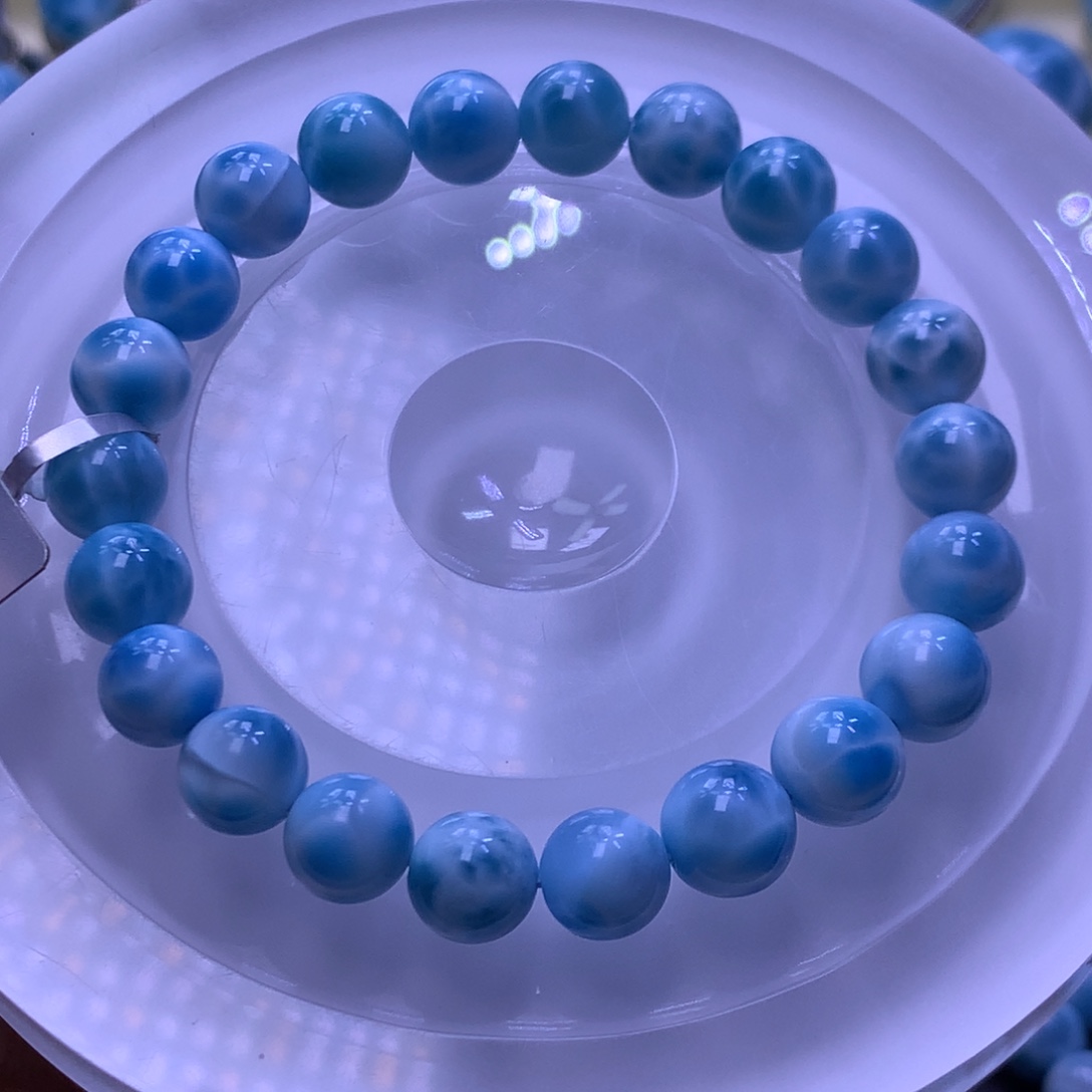 针钠钙石（海纹石）未镶嵌手串9+手串色差略异