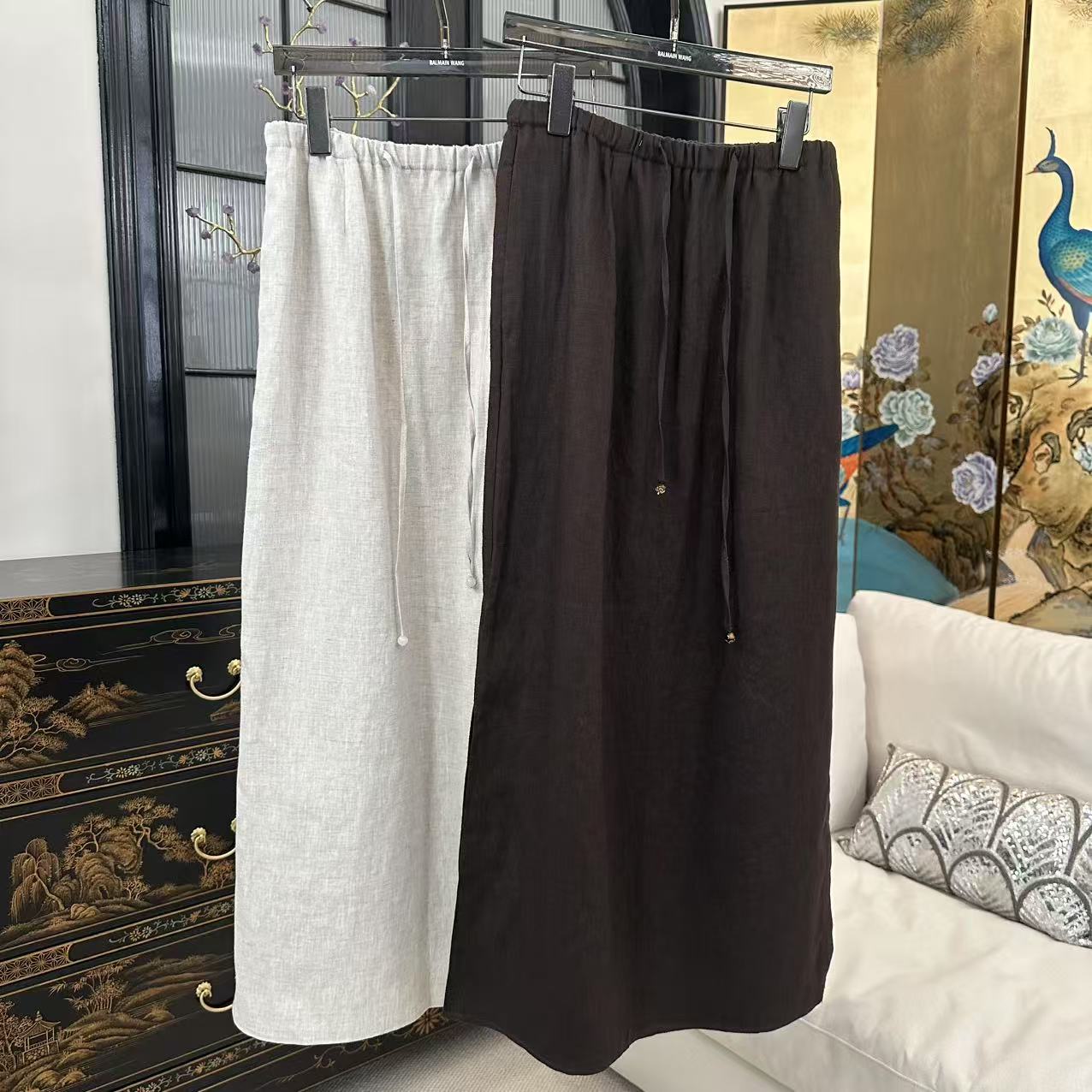 Betty Bairn【琼华】高定系列亚麻松紧腰半裙25B-BW9062