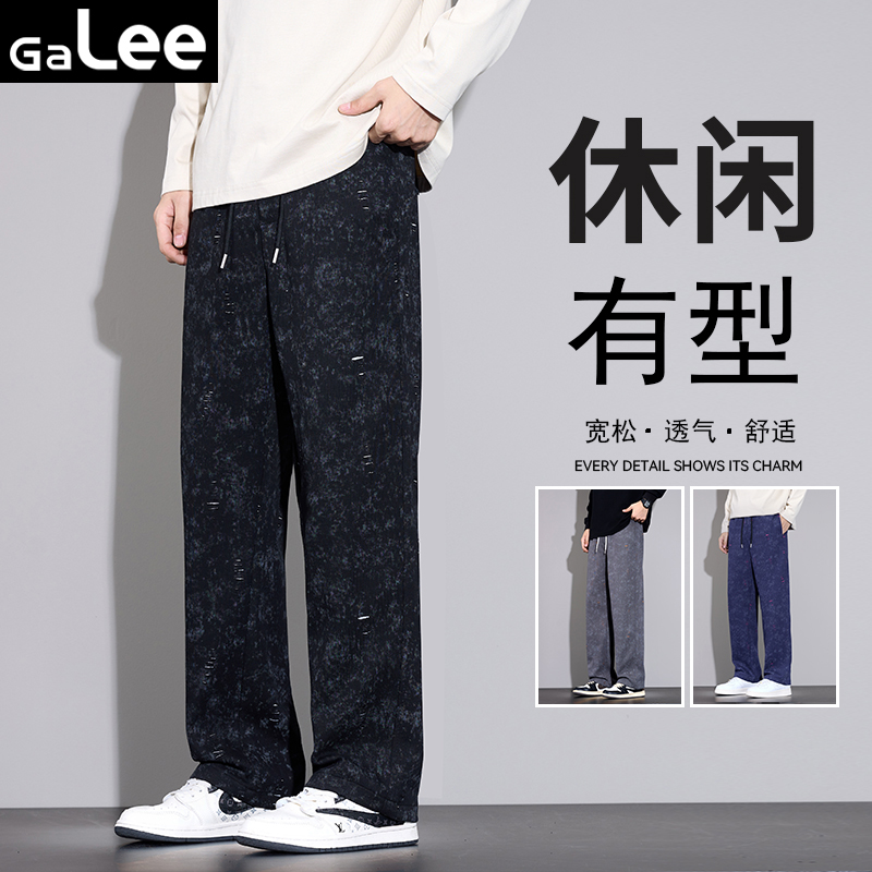 GaLee男士阔腿裤休闲裤秋季2025新款潮流时尚宽松直筒裤男长裤子