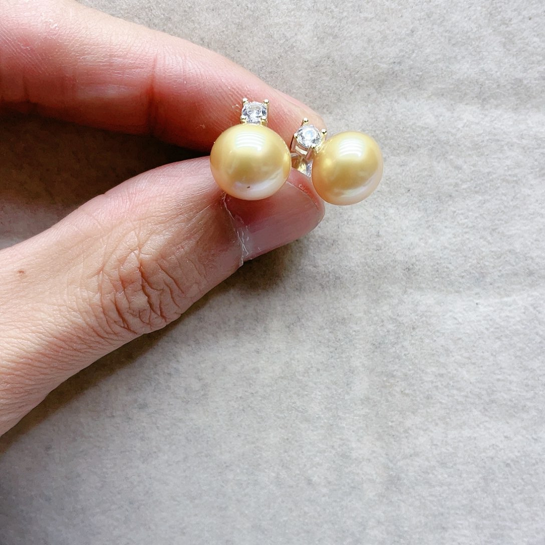 海水珍珠耳饰银S925镶嵌